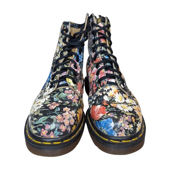Dr. Martens Floral Combat Boots - Black and Multicolor - Picture 2 of 15